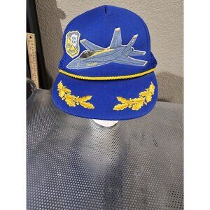 Vintage US Navy Military Blue Angels Trucker Snapback Hat Mesh
